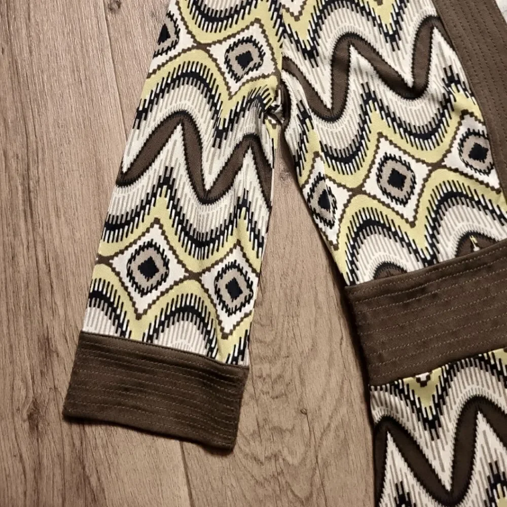 Tory Burch Geometric Silk  Dress Brown Size S